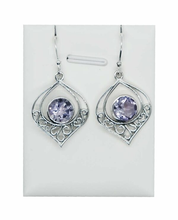 Silver Earring Cut Amethyst