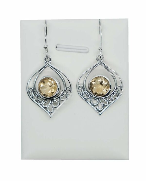 Silver Earring Cut Citrine