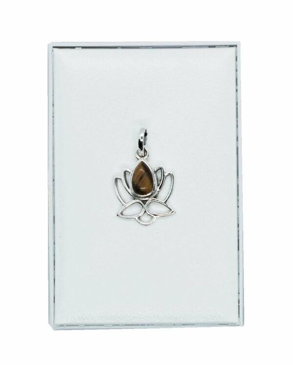Silver Pendant Lotus Tiger Eye