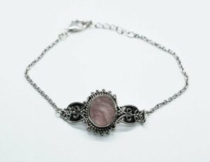 Silver Bracelet Rose Quartz