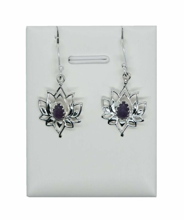Silver Earring Lotus Amethyst