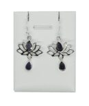 Silver Earring Lotus Amethyst