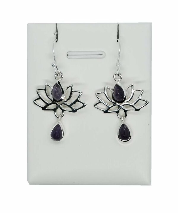 Silver Earring Lotus Amethyst