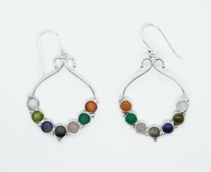 Silver Earring Hanging 7 Chakra