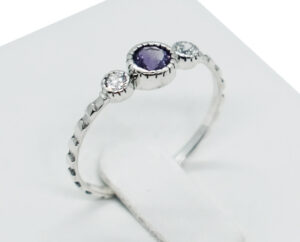 Silver Ring Round Amethyst