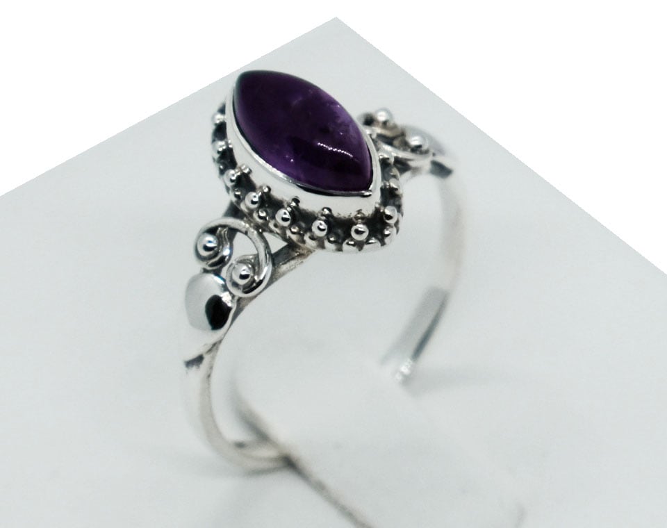 Silver Ring MRQ Amethyst