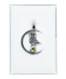 Silver Pendant Moon Owl Peridot