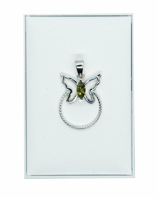 Silver Pendant Butterfly Peridot