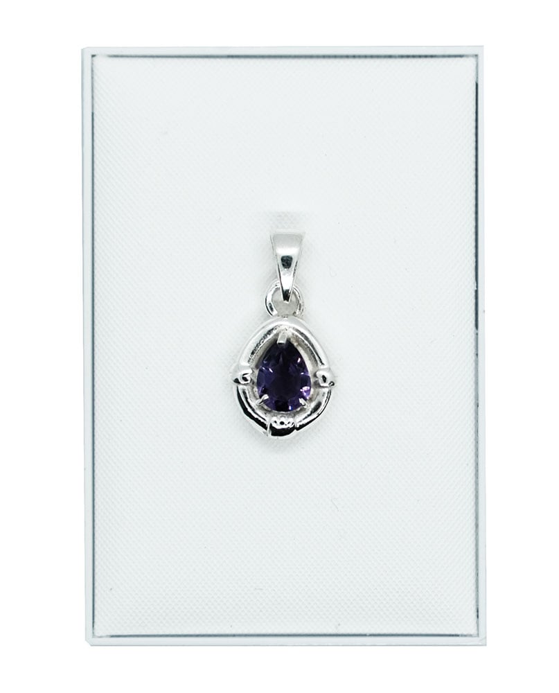 Silver Pendant Teardrop Amethyst