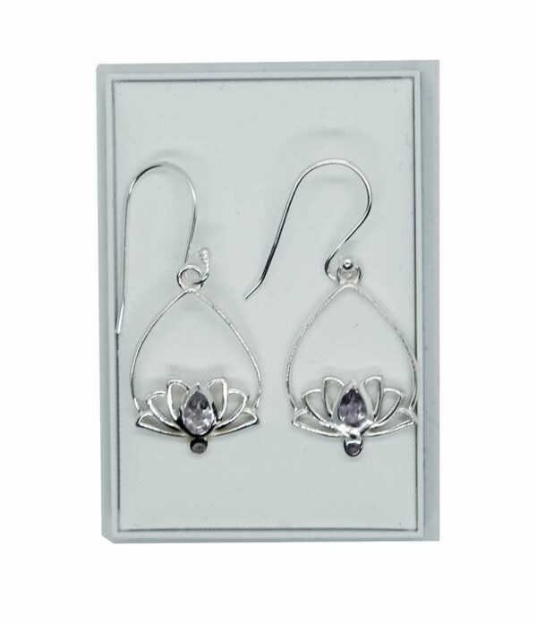 Silver Earring Lotus Amethyst