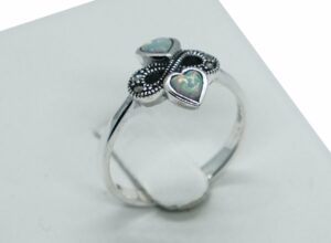 Silver Ring Marcasite Eternity Opal