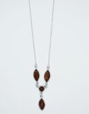 Silver Necklace Amber 4 Stones