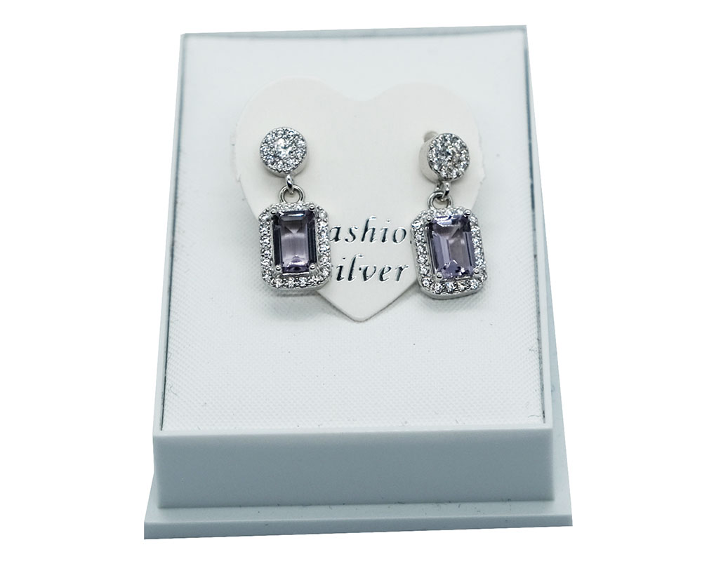 Silver Earrings Amethyst
