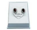 Silver Earrings Garnet