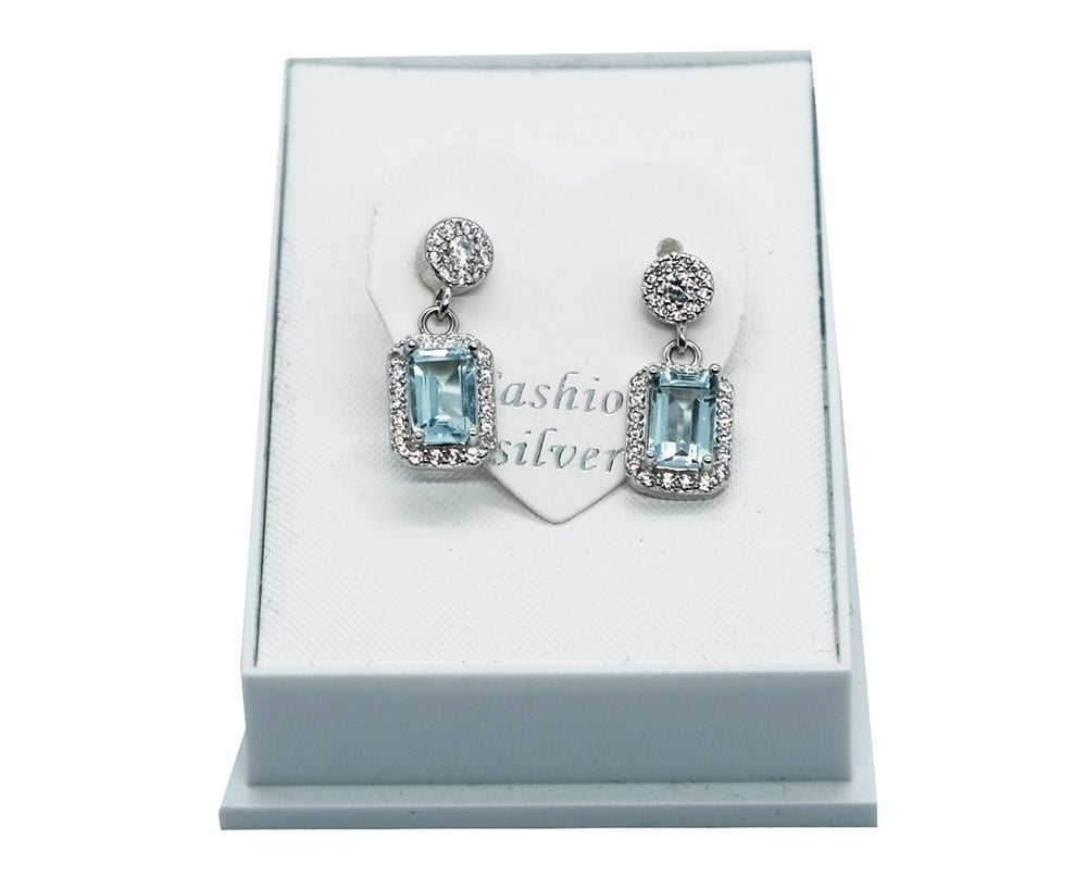 Silver Earrings Topaz
