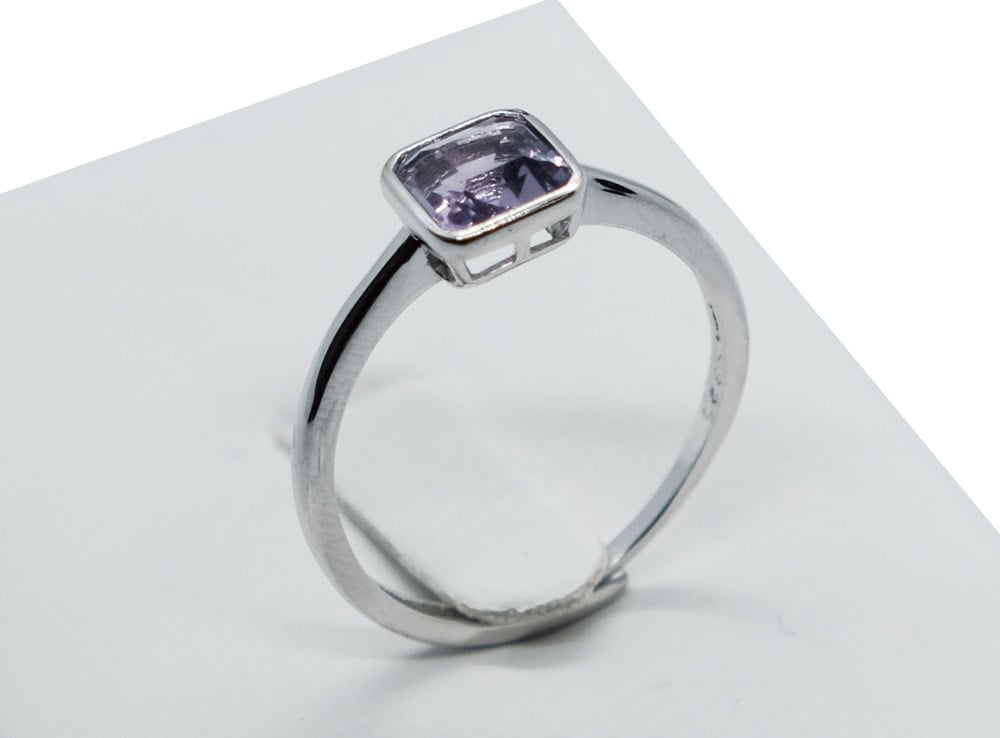 Silver Ring Amethyst Adjustable