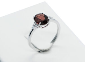 Silver Ring Garnet Adjustable