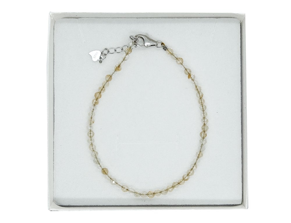 Silver Bracelet 3mm Citrine