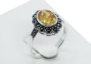 Silver Ring CZ Citrine Oval