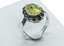 Silver Ring CZ Peridot Oval