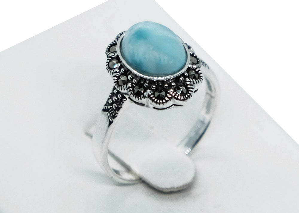 Silver Ring Larimar Oval