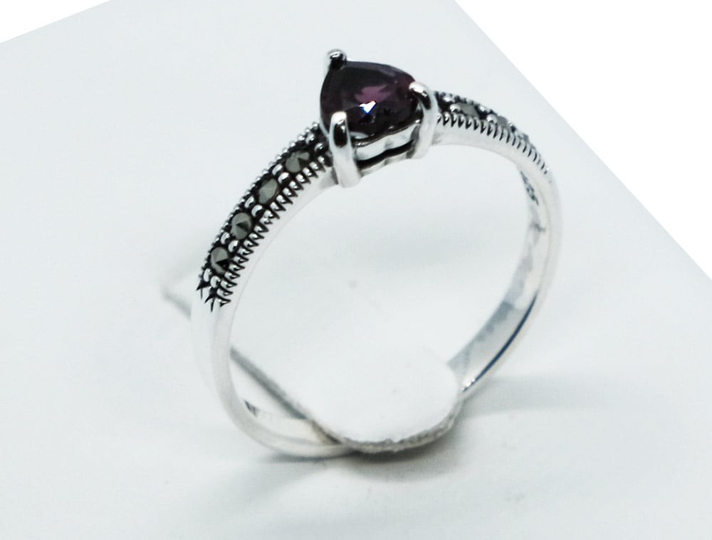 Silver Ring Rhodolite Heart