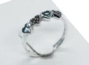 Silver Ring Blue Topaz Hearts