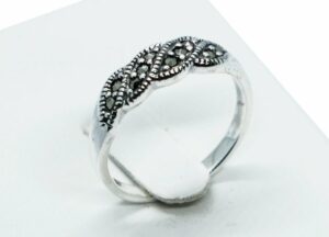 Silver Ring Marcasite Wave