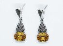 Silver Earring CZ Citrine Oval