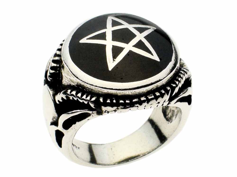 Ring Silver Pentagram Inlay