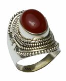 Ring Silver Oval Stone Carnelian
