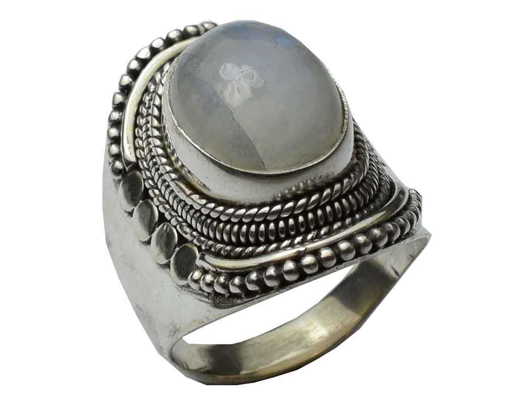 Ring Silver Oval Stone Moonstone