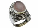 Ring Silver Oval Stone Rose Quartz