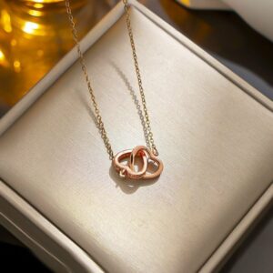Necklace Rose Double Heart