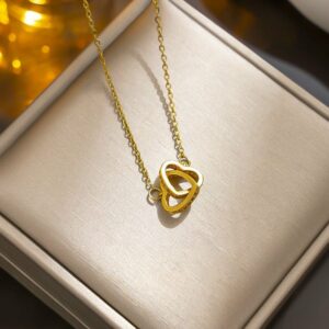 Necklace Gold Double Heart