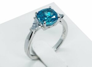 Fashion Ring Blue Square CZ