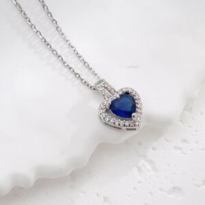 Necklace Heart With Blue Stone