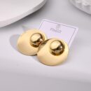 Earring Round Oval Gold Plated