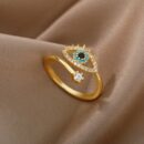 Ring Blue Evil Eye Gold Plated