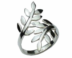 Ring Silver Double Leaf Branches