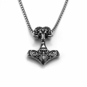 Pendant Steel Thor's Hammer With Ram's Head