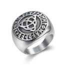 Ring Steel Triquetra And Runes
