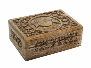 Box Wooden Carved Pagan 7X5 Inch