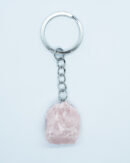 Keyring Stone Rough Rose Quartz