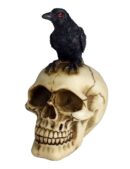Skull Ivory With Corbie Bird