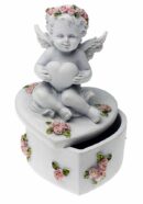 Box Heart With Cherub Ivory