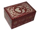 Soapstone Box Om Red
