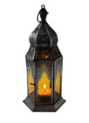 Lantern Candle Holder Amber H22.5cm