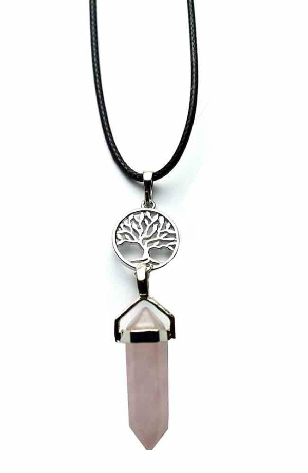 Necklace Fixed Wand Rose Quartz