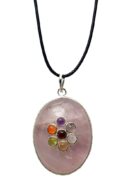 Pendant Oval Rose Qtz Chakra